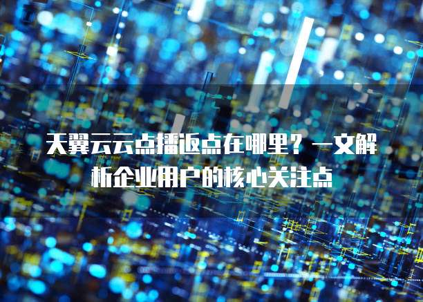 天翼云云点播返点在哪里?一文解析企业用户的核心关注点