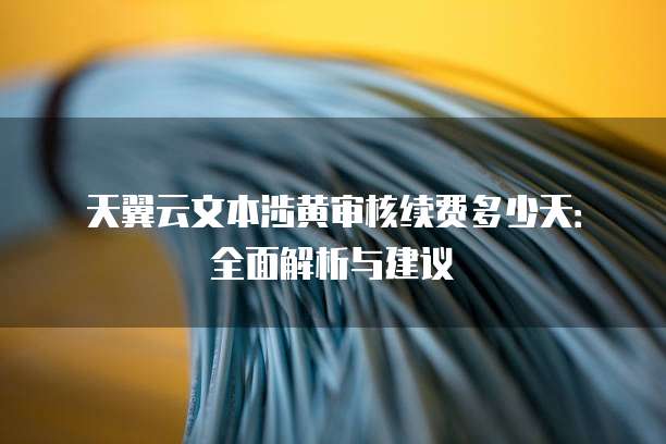 天翼云文本涉黄审核续费多少天:全面解析与建议