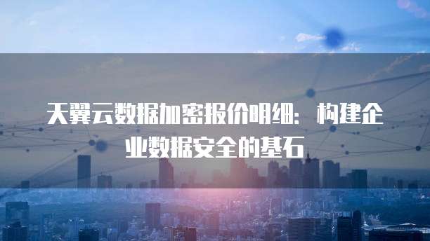 天翼云数据加密报价明细:构建企业数据安全的基石