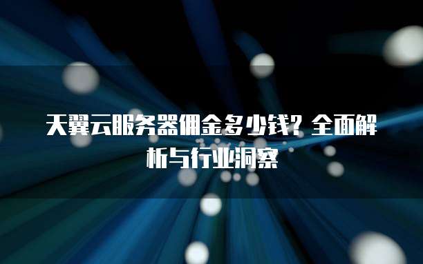天翼云服务器佣金多少钱?全面解析与行业洞察