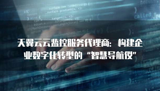 天翼云云监控服务代理商：构建企业数字化转型的&ldquo;智慧导航仪&rdquo;