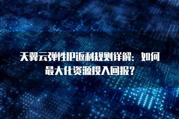 天翼云弹性IP返利规则详解:如何最大化资源投入回报?