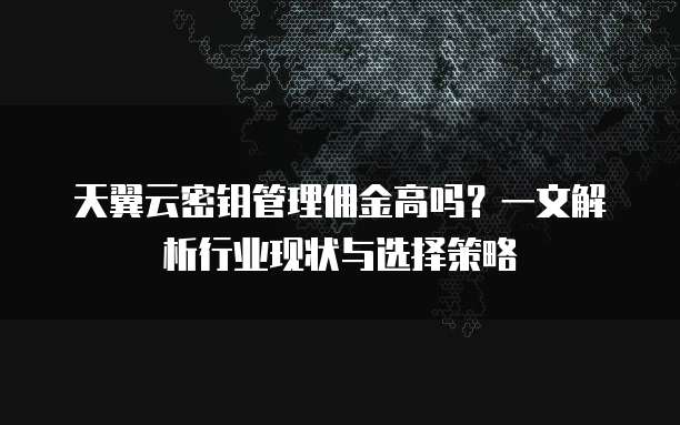 天翼云密钥管理佣金高吗?一文解析行业现状与选择策略