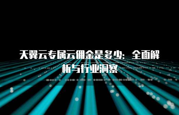 天翼云专属云佣金是多少:全面解析与行业洞察