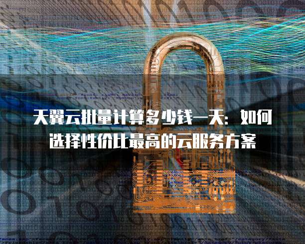 天翼云批量计算多少钱一天:如何选择性价比最高的云服务方案
