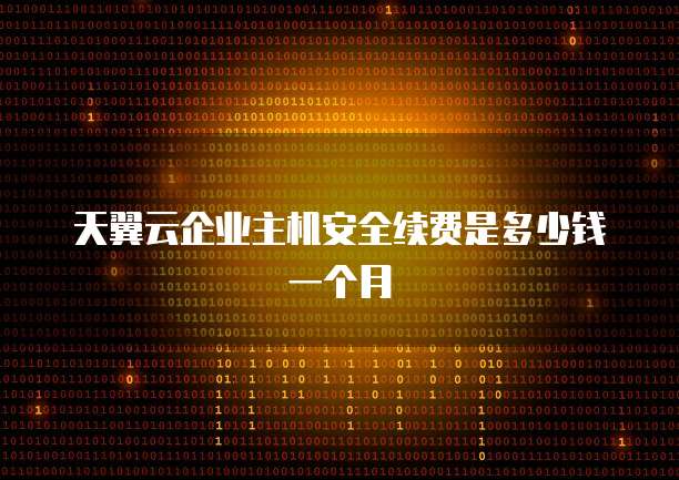 天翼云企业主机安全续费是多少钱一个月
