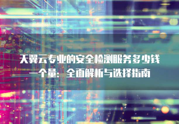 天翼云专业的安全检测服务多少钱一个量:全面解析与选择指南