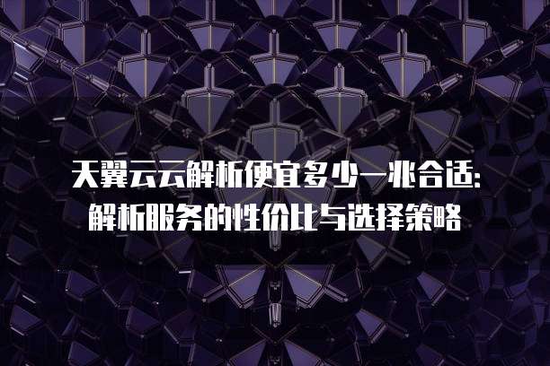 天翼云云解析便宜多少一兆合适:解析服务的性价比与选择策略