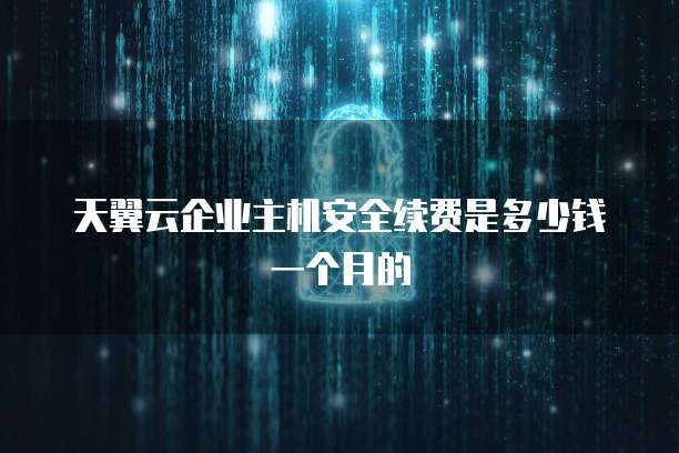 天翼云企业主机安全续费是多少钱一个月的