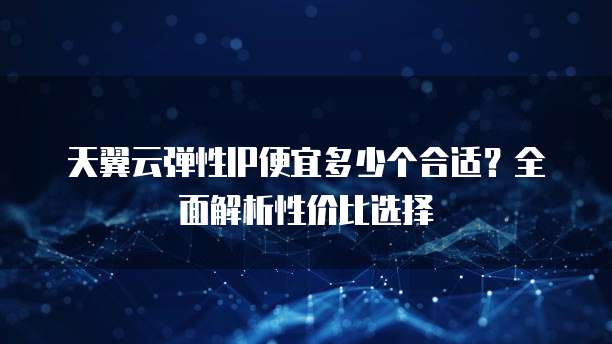 天翼云弹性IP便宜多少个合适？全面解析性价比选择