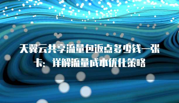 天翼云共享流量包返点多少钱一张卡:详解流量成本优化策略