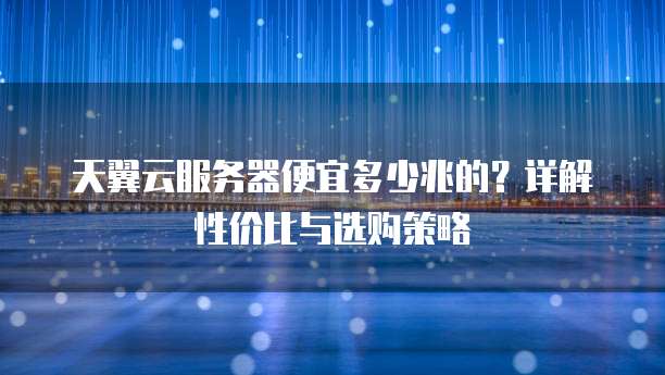 天翼云服务器便宜多少兆的?详解性价比与选购策略