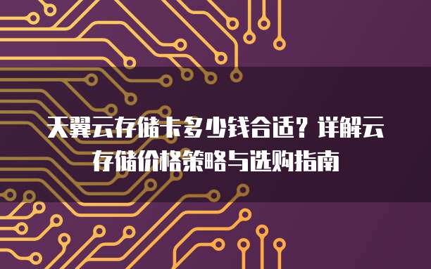 天翼云存储卡多少钱合适?详解云存储价格策略与选购指南