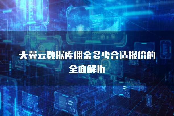 天翼云数据库佣金多少合适报价的全面解析