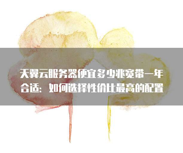 天翼云服务器便宜多少兆宽带一年合适：如何选择性价比最高的配置