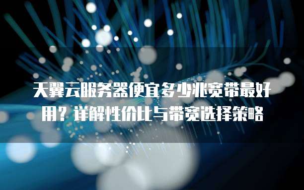 天翼云服务器便宜多少兆宽带最好用?详解性价比与带宽选择策略