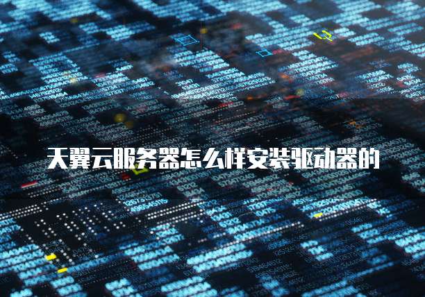 天翼云服务器怎么样安装驱动器的
