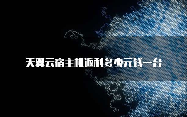 天翼云宿主机返利多少元钱一台