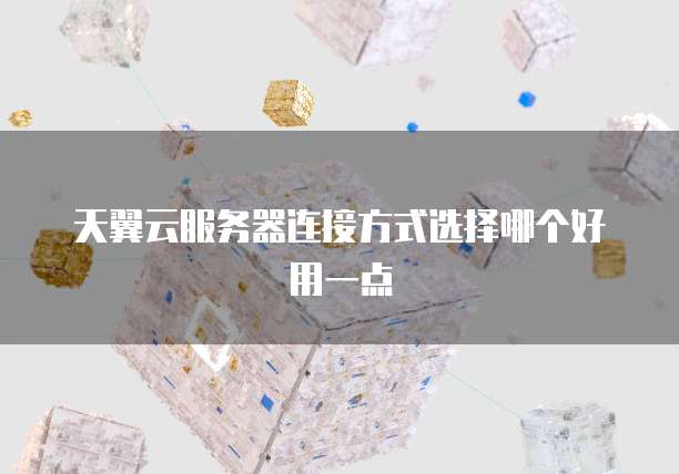 天翼云服务器连接方式选择哪个好用一点