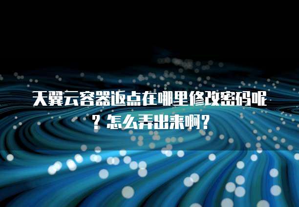 天翼云容器返点在哪里修改密码呢?怎么弄出来啊?