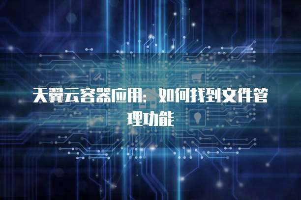天翼云容器应用:如何找到文件管理功能