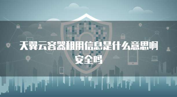 天翼云容器租用信息是什么意思啊安全吗