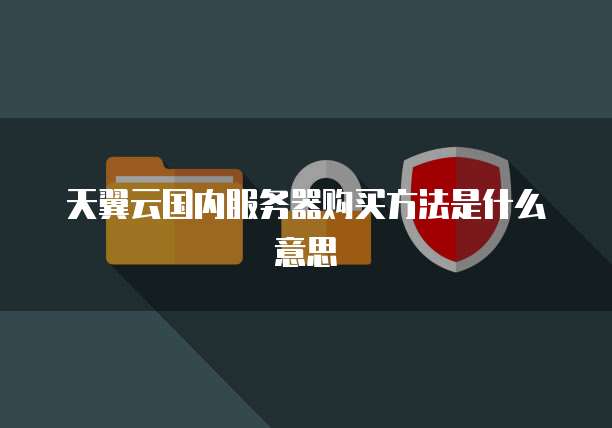 天翼云国内服务器购买方法是什么意思