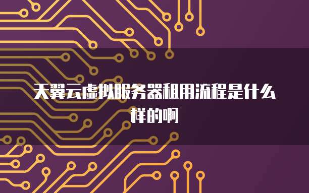 天翼云虚拟服务器租用流程是什么样的啊