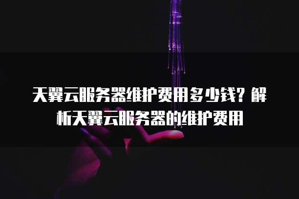 天翼云服务器维护费用多少钱?解析天翼云服务器的维护费用
