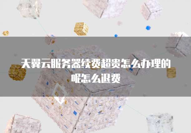 天翼云服务器续费超贵怎么办理的呢怎么退费