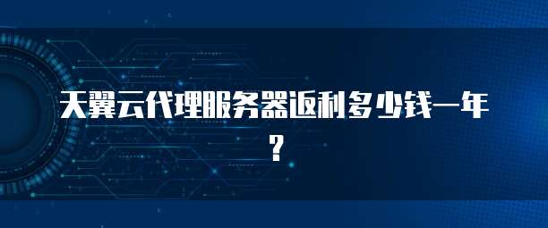 天翼云代理服务器返利多少钱一年?