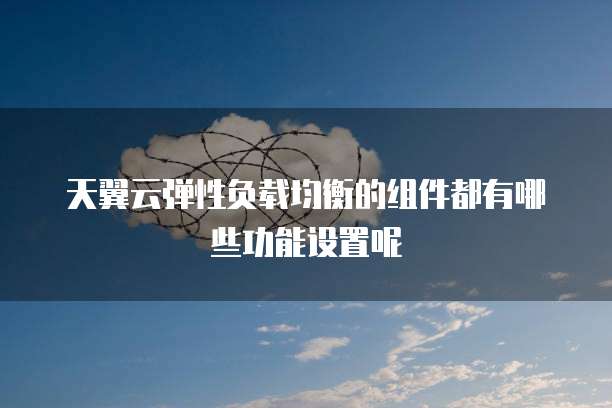 天翼云弹性负载均衡的组件都有哪些功能设置呢