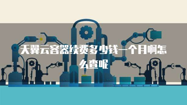 天翼云容器续费多少钱一个月啊怎么查呢