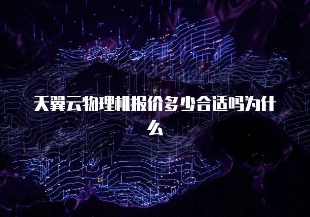天翼云物理机报价多少合适吗为什么
