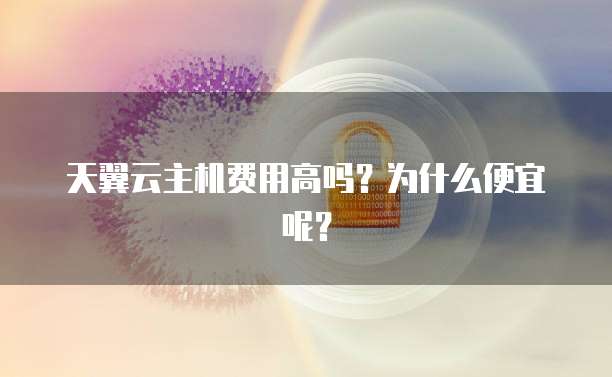 天翼云主机费用高吗?为什么便宜呢?
