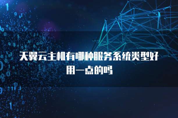 天翼云主机有哪种服务系统类型好用一点的吗