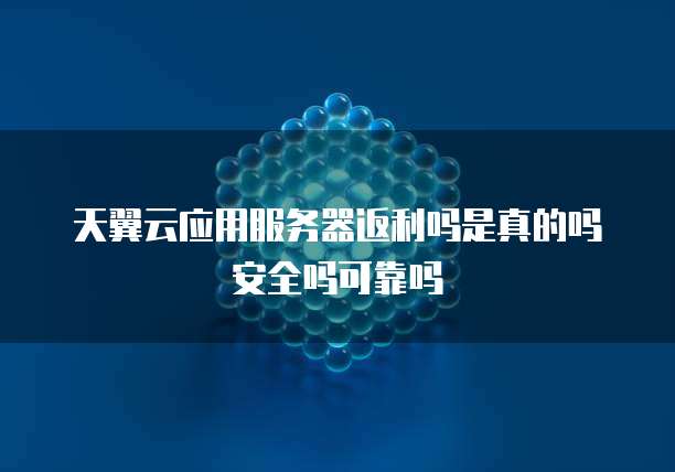 天翼云应用服务器返利吗是真的吗安全吗可靠吗