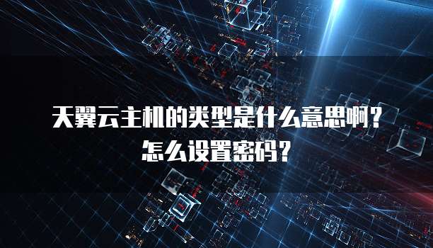 天翼云主机的类型是什么意思啊?怎么设置密码?