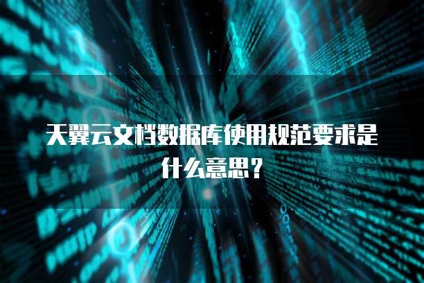 天翼云文档数据库使用规范要求是什么意思？