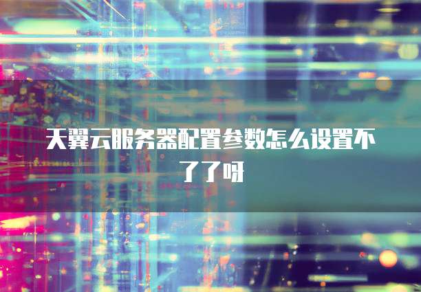 天翼云服务器配置参数怎么设置不了了呀