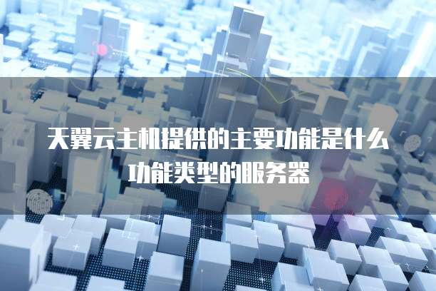 天翼云主机提供的主要功能是什么功能类型的服务器