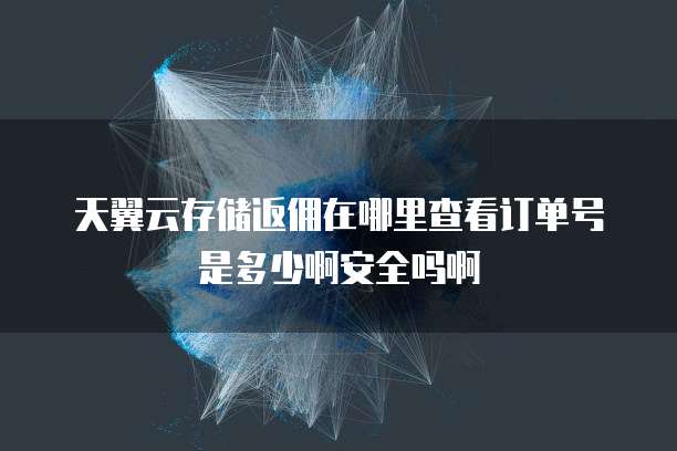 天翼云存储返佣在哪里查看订单号是多少啊安全吗啊