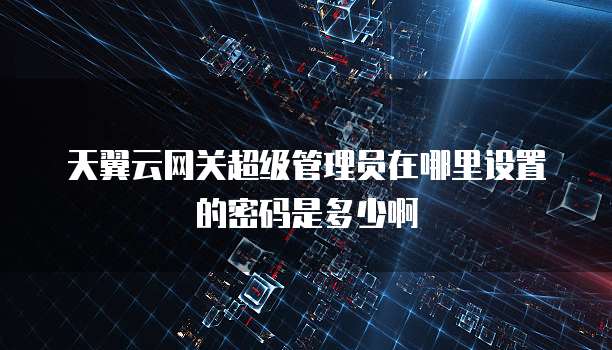 天翼云网关超级管理员在哪里设置的密码是多少啊