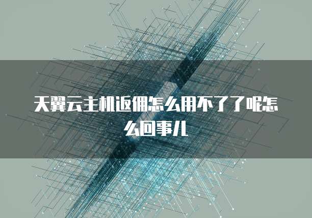 天翼云主机返佣怎么用不了了呢怎么回事儿