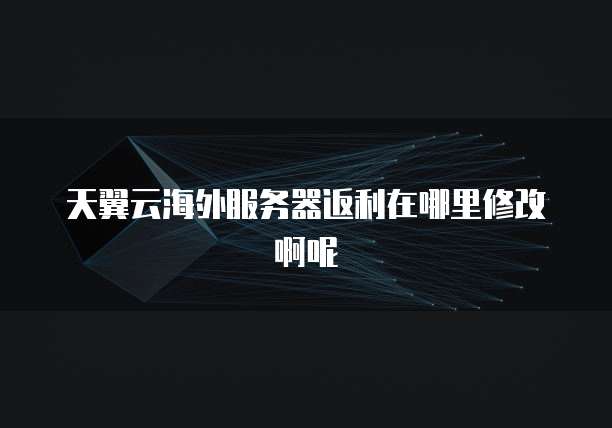 天翼云海外服务器返利在哪里修改啊呢