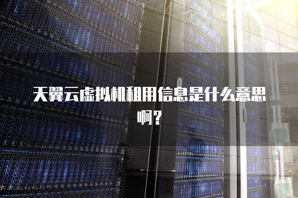 天翼云虚拟机租用信息是什么意思啊?