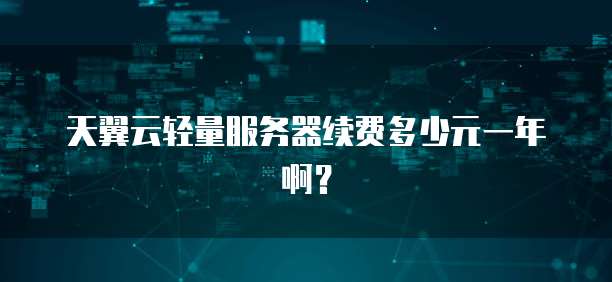 天翼云轻量服务器续费多少元一年啊?