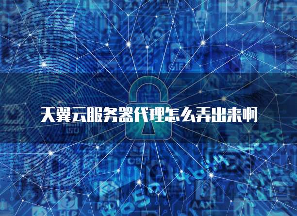 天翼云服务器代理怎么弄出来啊