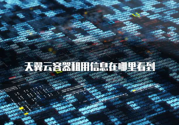 天翼云容器租用信息在哪里看到