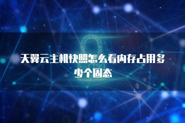 天翼云主机快照怎么看内存占用多少个固态